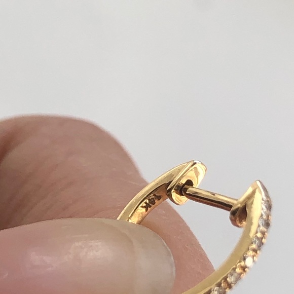 Diamond Huggie Earrings 14k 🤍SALE🤍 - Picture 5 of 9